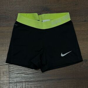 Nike Pro Women's Dri-Fit Black and Green Shorts